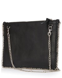 Topshop Oto Embroidered Leather Crossbody Bag Black