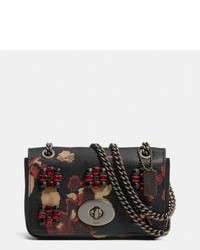 Coach Mini Chain Crossbody In Jeweled Floral Print Leather