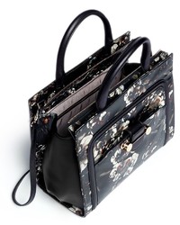 Nobrand Daphne 2 Floral Print Leather Crossbody Tote