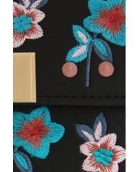 Topshop Rosie Floral Stud Faux Leather Crossbody Bag Black