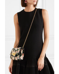 Dolce & Gabbana Welcome Floral Print Textured Leather Shoulder Bag