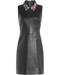 Black Floral Leather Dress