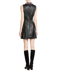RED Valentino Leather Mini Dress With Floral Collar