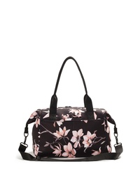 Black Floral Leather Duffle Bag