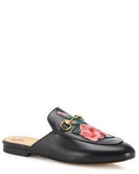 Gucci Princetown Floral Leather Flat Mules