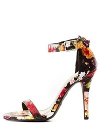 Charlotte Russe Anne Michelle Floral Single Sole Ankle Strap Heels