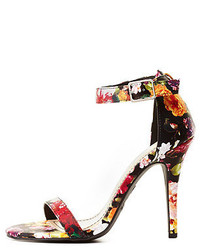Charlotte Russe Anne Michelle Floral Single Sole Ankle Strap Heels