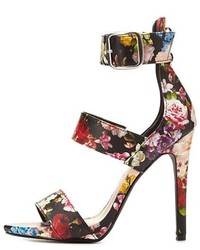 Charlotte Russe Anne Michelle Floral Strappy Stiletto Sandals