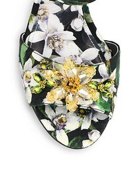 Dolce & Gabbana Jewel Embellished Floral Print Sandals