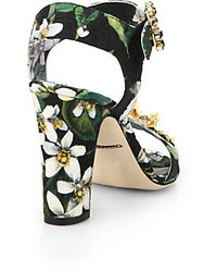 Dolce & Gabbana Jewel Embellished Floral Print Sandals