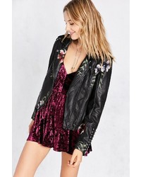 Blank NYC Blanknyc As You Wish Floral Embroidered Moto Jacket