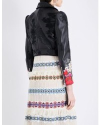 Alexander McQueen Floral Embroidered Leather Jacket