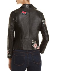 Bagatelle Studded Floral Faux Leather Moto Jacket