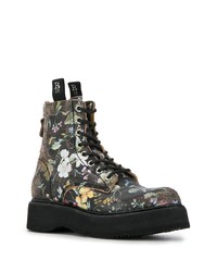 R13 Floral Print Lace Up Boots