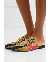 Gucci Princetown Horsebit Detailed Printed Faille Slippers