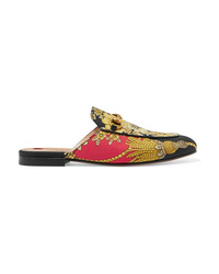 Gucci Princetown Horsebit Detailed Printed Faille Slippers