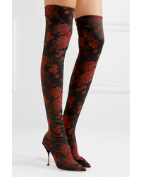 Dolce & Gabbana Over The Knee Stretch Jacquard Sock Boots