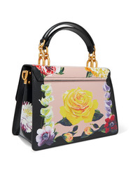 Dolce & Gabbana Welcome Medium Floral Print Textured Leather Tote