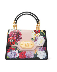 Dolce & Gabbana Welcome Medium Floral Print Textured Leather Tote