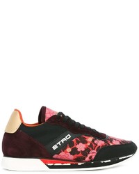 Black Floral Leather Sneakers