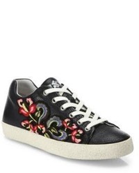 Ash Nak Bis Floral Embroidered Leather Sneakers