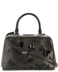 Simone Rocha Leather Tote With Beaded Floral Embellisht