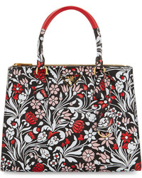 Prada Medium Debossed Floral Paradigm Tote Bag