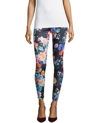 Romeo & Juliet Couture Floral Print Scuba Leggings Blackmulti