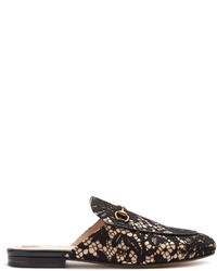 Gucci Princetown Floral Lace Backless Loafers