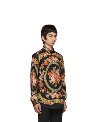 Dolce and Gabbana Black Flower Print Shirt