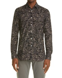 Canali Floral Cotton Button Up Shirt