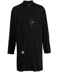 Yohji Yamamoto Floral Motif Mandarin Collar Shirt