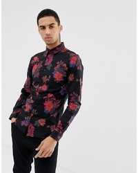 New Look Muscle Fit Shirt In Floral Print