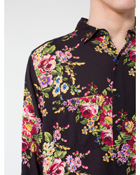 American Apparel Printed Rayon Long Sleeve Button Up