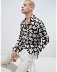 Religion Revere Collar Shirt In Rayon With Floral Print