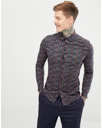 ASOS DESIGN Skinny Ditsy Floral Work Shirt