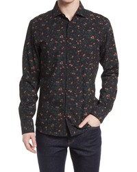 Nordstrom Tech  Fit Floral Button Up Shirt In Black