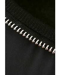 Romwe Abstract Pattern Print Long Sleeves Black T Shirt