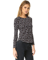 Rebecca Taylor Midnight Floral Long Sleeve Tee