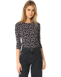 Rebecca Taylor Midnight Floral Long Sleeve Tee