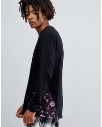 ASOS DESIGN Relaxed Long Sleeve T Shirt With Floral Panel