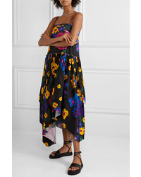MARQUES ALMEIDA Asymmetric Pleated Floral Print Cotton Maxi Dress