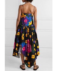 MARQUES ALMEIDA Asymmetric Pleated Floral Print Cotton Maxi Dress