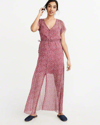 Abercrombie & Fitch Button Chiffon Maxi Dress