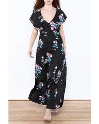 Cals Black Floral Maxi Dress