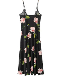 Choies Black Floral Slit Spaghetti Strap Maxi Dress