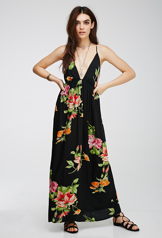 forever 21 black floral maxi dress