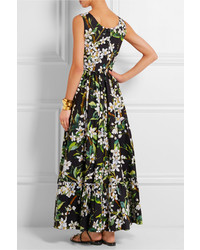 Dolce & Gabbana Floral Print Cotton Poplin Maxi Dress