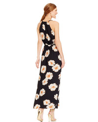 Ivanka Trump Floral Print Drawstring Halter Maxi Dress