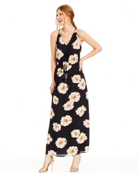 Ivanka Trump Floral Print Drawstring Halter Maxi Dress